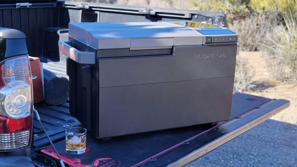 EcoFlow Glacier fridge on a tailgate