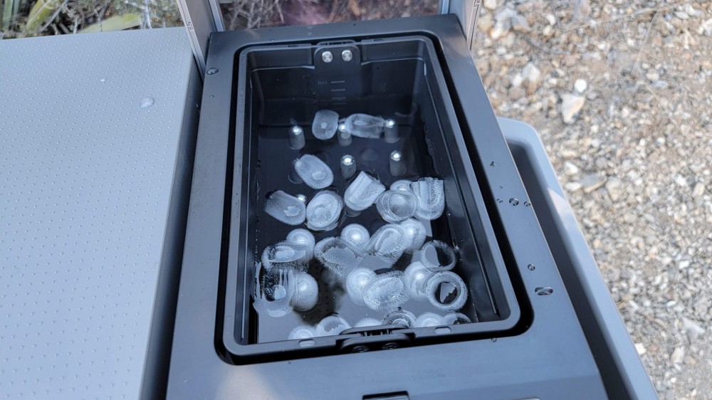 EcoFlow Glacier cooler making ice