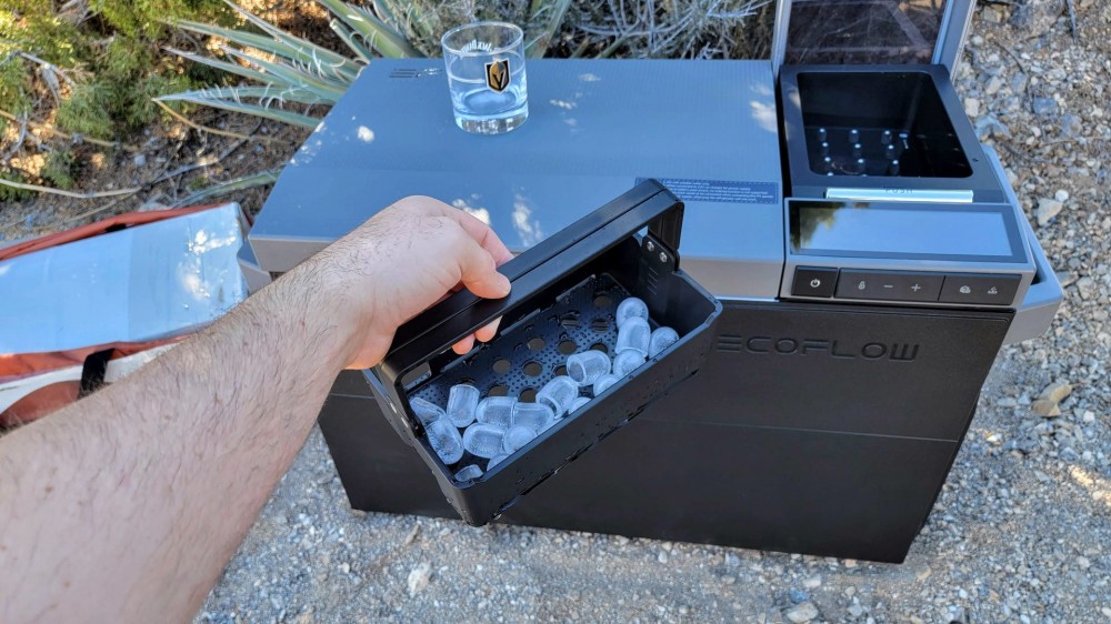 Man holding the EcoFlow Glacier ice tray